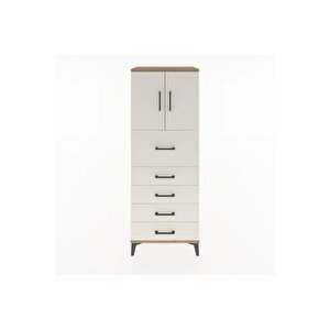 Hyperion Dolap 2 Raflı 5 Çekmeceli 2 Kapaklı 60x44x163 Çam-aytaşı