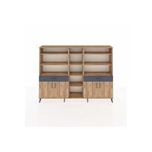 Arges Dolap 12 Raflı 2 Çekmeceli 4 Kapaklı 220x30x163 Çam-çam/antrasit