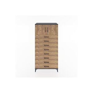 Hyperion Dolap Tek Raflı 8 Çekmeceli 2 Kapaklı 88x44x182 Antrasit-çam