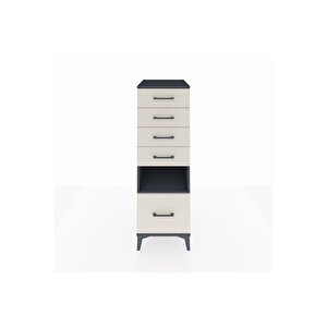 Kronos Dolap Tek Raflı 5 Çekmeceli 44x59x134 Antrasit-aytaşı