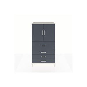 Arges Dolap 3 Raflı 4 Çekmeceli 2 Kapaklı 88x30x163 Aytaşı-antrasit