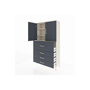 Arges Dolap 3 Raflı 4 Çekmeceli 2 Kapaklı 88x30x163 Aytaşı-antrasit