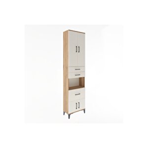 Arges Dolap 4 Raflı 3 Çekmeceli 2 Kapaklı 60x30x243 Çam-aytaşı