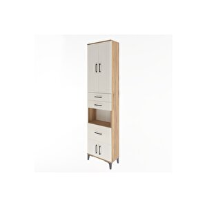 Arges Dolap 4 Raflı 3 Çekmeceli 2 Kapaklı 60x30x243 Çam-aytaşı
