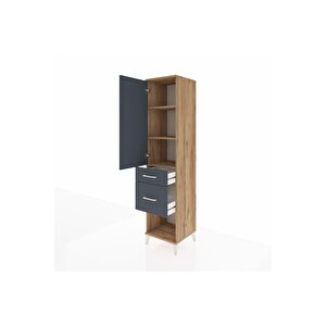 Hyperion Dolap 3 Raflı 2 Çekmeceli Tek Kapaklı 44x44x195 Çam-antrasit