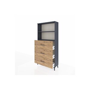 Arges Dolap 2 Raflı 3 Çekmeceli 88x30x182 Antrasit-çam