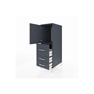 Kronos Dolap Tek Raflı 3 Çekmeceli Tek Kapaklı 44x59x134 Antrasit-antrasit