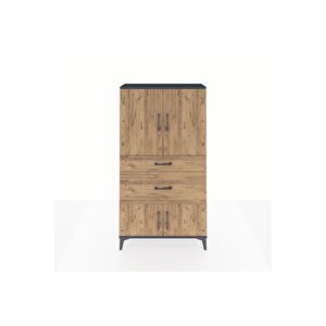 Arges Dolap 2 Raflı 2 Çekmeceli 4 Kapaklı 88x30x163 Antrasit-çam