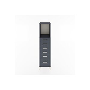 Hyperion Dolap Tek Raflı 6 Çekmeceli 44x44x182 Antrasit-antrasit