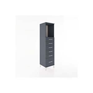 Hyperion Dolap Tek Raflı 6 Çekmeceli 44x44x182 Antrasit-antrasit