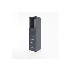 Hyperion Dolap Tek Raflı 6 Çekmeceli 44x44x182 Antrasit-antrasit