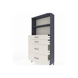 Arges Dolap 2 Raflı 4 Çekmeceli 88x30x182 Antrasit-aytaşı