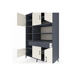 Kronos Dolap 10 Raflı Tek Çekmeceli 6 Kapaklı 132x59x195 Antrasit-aytaşı/antrasit