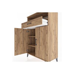 Hyperion Dolap 3 Raflı Tek Çekmeceli 2 Kapaklı 88x44x134 Çam-çam