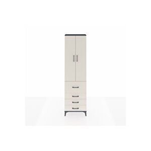 Arges Dolap 2 Raflı 4 Çekmeceli Tek Askılı 60x30x221 Antrasit-aytaşı