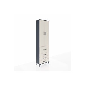 Arges Dolap 2 Raflı 4 Çekmeceli Tek Askılı 60x30x221 Antrasit-aytaşı