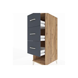 Kronos Dolap 3 Çekmeceli 44x59x134 Çam-antrasit