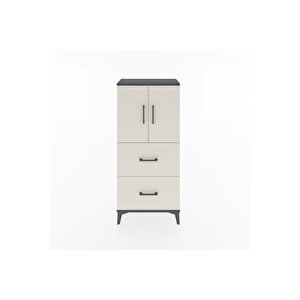 Hyperion Dolap Tek Raflı 2 Çekmeceli 2 Kapaklı 60x44x134 Antrasit-aytaşı