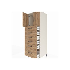 Kronos Dolap Tek Raflı 6 Çekmeceli 2 Kapaklı 60x59x182 Aytaşı-çam