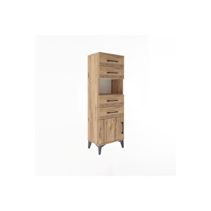 Arges Dolap Tek Raflı 4 Çekmeceli Tek Kapaklı 44x30x134 Çam-çam