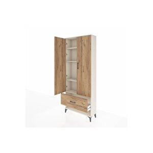 Arges Dolap 4 Raflı Tek Çekmeceli 2 Kapaklı 88x30x221 Aytaşı-çam
