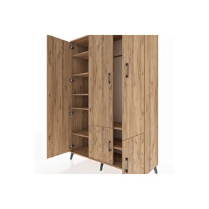 Hyperion Gardrop 7 Raflı 5 Kapaklı Tek Askılı 132x44x195 Çam-çam