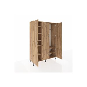 Hyperion Gardrop 7 Raflı 5 Kapaklı Tek Askılı 132x44x195 Çam-çam