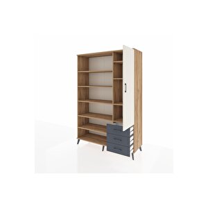 Hyperion Dolap 9 Raflı 3 Çekmeceli Tek Kapaklı  132x44x195 Çam-aytaşı/antrasit