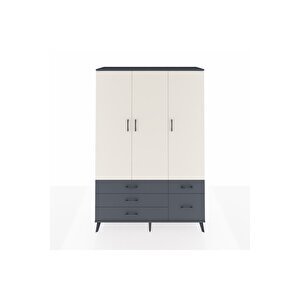 Hyperion Dolap 5 Raflı 5 Çekmeceli Tek Askılı 132x44x195 Antrasit-aytaşı/antrasit