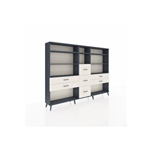 Arges Dolap 8 Raflı 7 Çekmeceli  220x30x163 Antrasit-antrasit/aytaşı