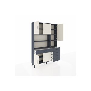 Arges Dolap 9 Raflı 5 Çekmeceli 5 Kapaklı 132x30x195 Antrasit-aytaşı/antrasit