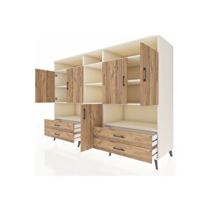 Kronos Dolap 12 Raflı 4 Çekmeceli 5 Kapaklı 220x59x163 Aytaşı-çam