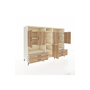 Kronos Dolap 12 Raflı 4 Çekmeceli 5 Kapaklı 220x59x163 Aytaşı-çam