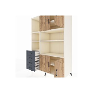 Kronos Dolap 8 Raflı 4 Çekmeceli 4 Kapaklı 132x59x195 Aytaşı-çam/antrasit