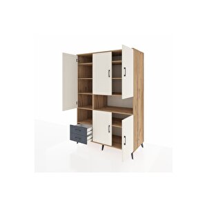 Kronos Dolap 10 Raflı 2 Çekmeceli 5 Kapaklı 132x59x195 Çam-aytaşı/antrasit