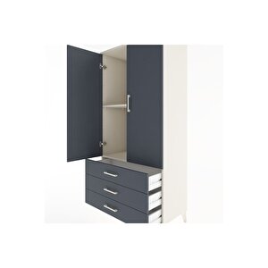 Hyperion Dolap 2 Raflı 3 Çekmeceli 2 Kapaklı 88x44x182 Aytaşı-antrasit