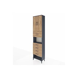 Arges Dolap 3 Raflı 5 Çekmeceli 2 Kapaklı 60x30x243 Antrasit-çam