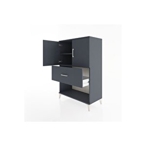 Hyperion Dolap 2 Raflı Tek Çekmeceli 2 Kapaklı 88x44x134 Antrasit-antrasit