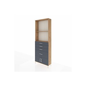 Arges Dolap 2 Raflı 4 Çekmeceli 2 Kapaklı 88x30x243 Çam-antrasit