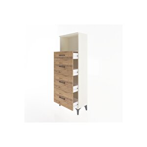 Arges Dolap Tek Raflı 4 Çekmeceli 60x30x163 Aytaşı-çam