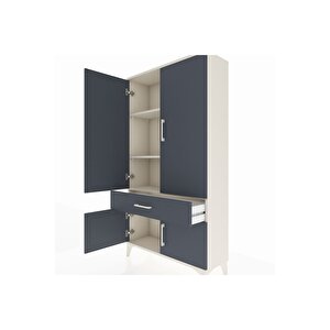 Arges Dolap 3 Raflı Tek Çekmeceli 4 Kapaklı 88x30x163 Aytaşı-antrasit