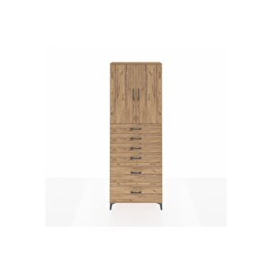 Arges Dolap 3 Raflı 6 Çekmeceli 2 Kapaklı 88x30x243 Çam-çam