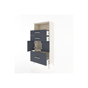 Hyperion Dolap 2 Raflı 3 Çekmeceli 2 Kapaklı 60x44x134 Aytaşı-antrasit