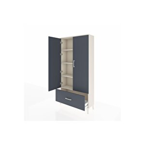 Arges Dolap 4 Raflı Tek Çekmeceli 2 Kapaklı 88x30x182 Aytaşı-antrasit