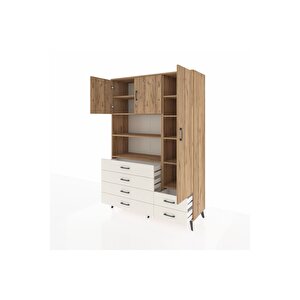 Hyperion Dolap 9 Raflı 6 Çekmeceli 3 Kapaklı 132x44x195 Çam-çam/aytaşı