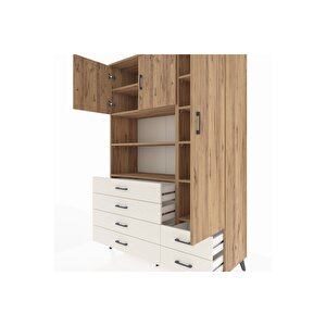Hyperion Dolap 9 Raflı 6 Çekmeceli 3 Kapaklı 132x44x195 Çam-çam/aytaşı