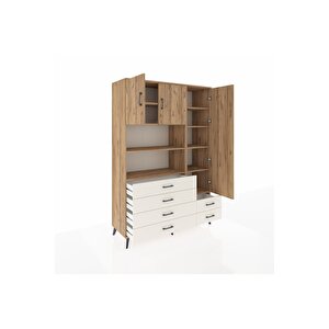 Hyperion Dolap 9 Raflı 6 Çekmeceli 3 Kapaklı 132x44x195 Çam-çam/aytaşı