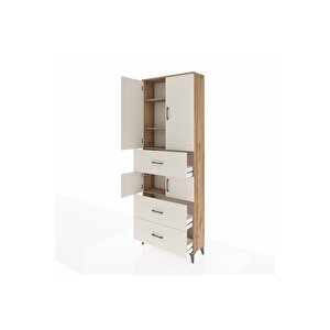 Arges Dolap 4 Raflı 3 Çekmeceli 4 Kapaklı 88x30x243 Çam-aytaşı