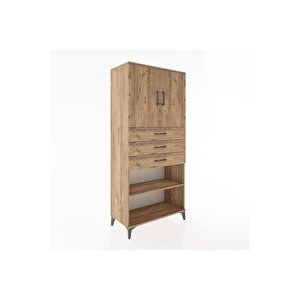Hyperion Dolap 3 Raflı 3 Çekmeceli 2 Kapaklı 88x44x195 Çam-çam