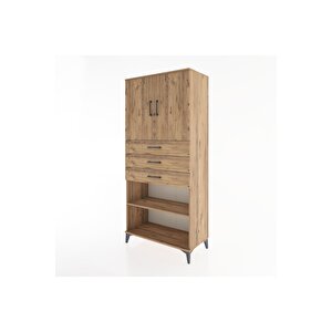 Hyperion Dolap 3 Raflı 3 Çekmeceli 2 Kapaklı 88x44x195 Çam-çam